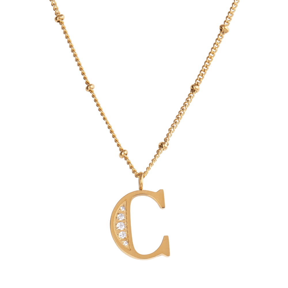 LuckyLy Collar Inicial Letra C , Collares de Mujer Acero Inoxidable
