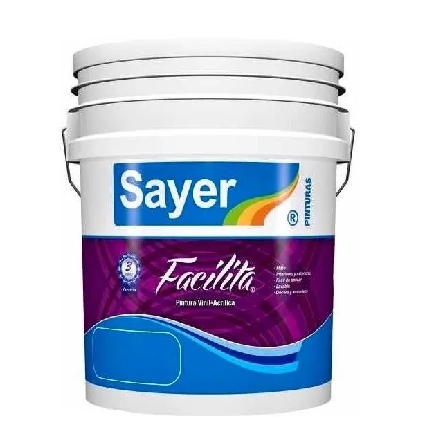 Cubeta Pintura Vinilica Lavable 19lt BLANCO Acrilica Sayer