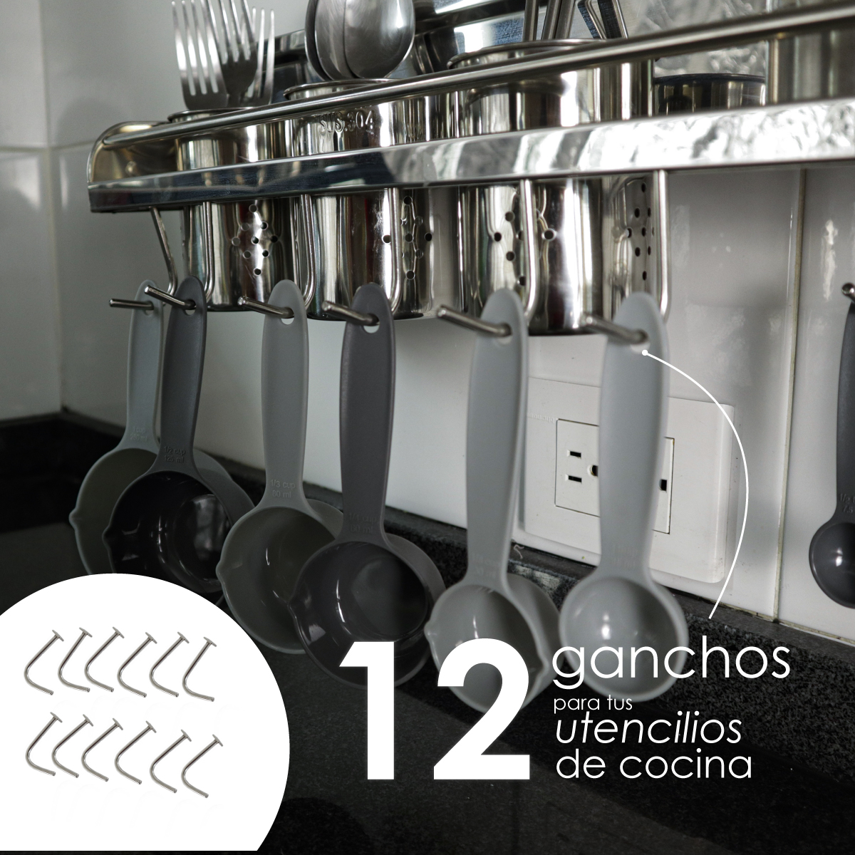 Estante Multifuncional De Cocina Para Pared Organizador 3 Vasos