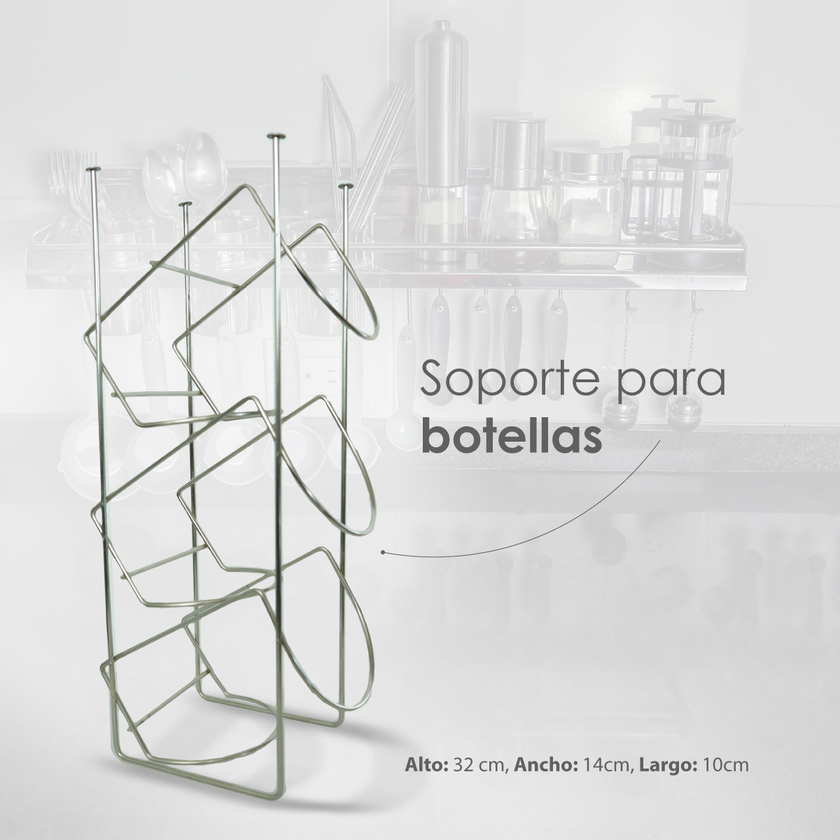 Estante Multifuncional De Cocina Para Pared Organizador 3 Vasos