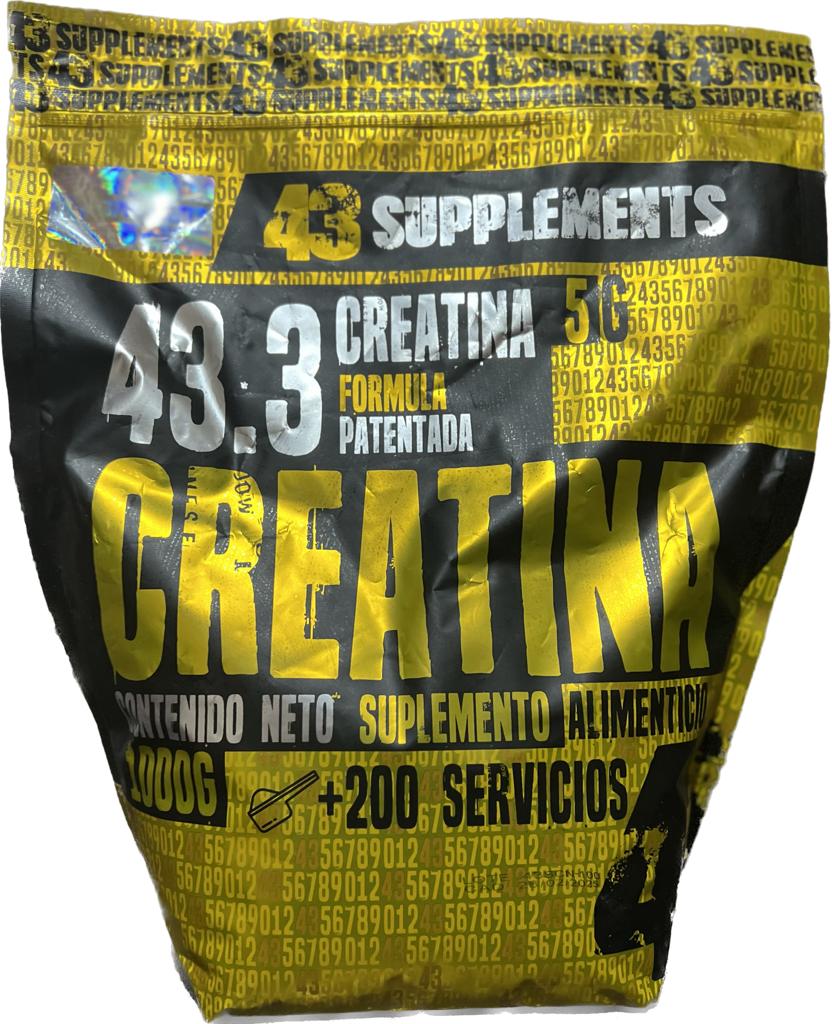 CREATINA MONOHIDRATADA 200 SERVICIOS 1 KG 43 SUPPLEMENTS