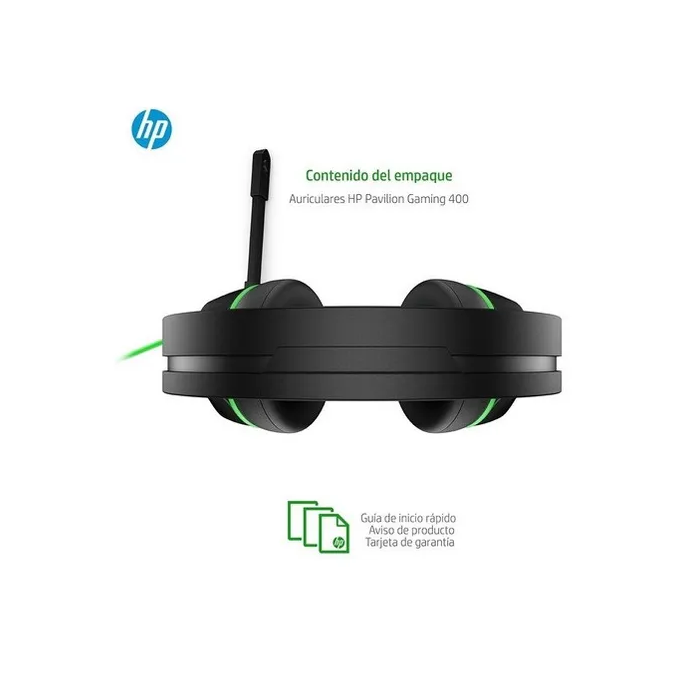 Audifonos Gamer Pavilon Hp 400 Conector 3.5 Negro Con Verde