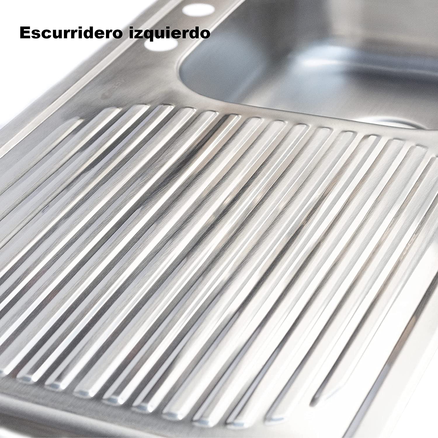 MEER Faucets by CNX | Fregadero de Cocina con Escurridero (100 x 50 x 15 cm) de Acero Inoxidable, Mezcladora Flexible con Dos Tipos de Chorro y Accesorios de Instalación
