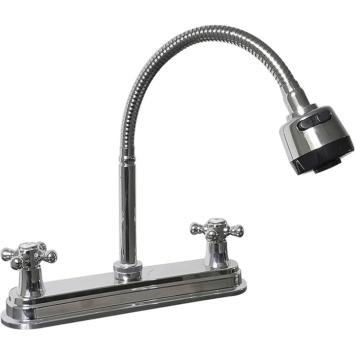 MEER Faucets by CNX | Fregadero de Cocina con Escurridero (100 x 50 x 15 cm) de Acero Inoxidable, Mezcladora Flexible con Dos Tipos de Chorro y Accesorios de Instalación