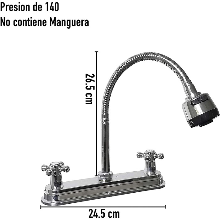 MEER Faucets by CNX | Fregadero de Cocina con Escurridero (100 x 50 x 15 cm) de Acero Inoxidable, Mezcladora Flexible con Dos Tipos de Chorro y Accesorios de Instalación