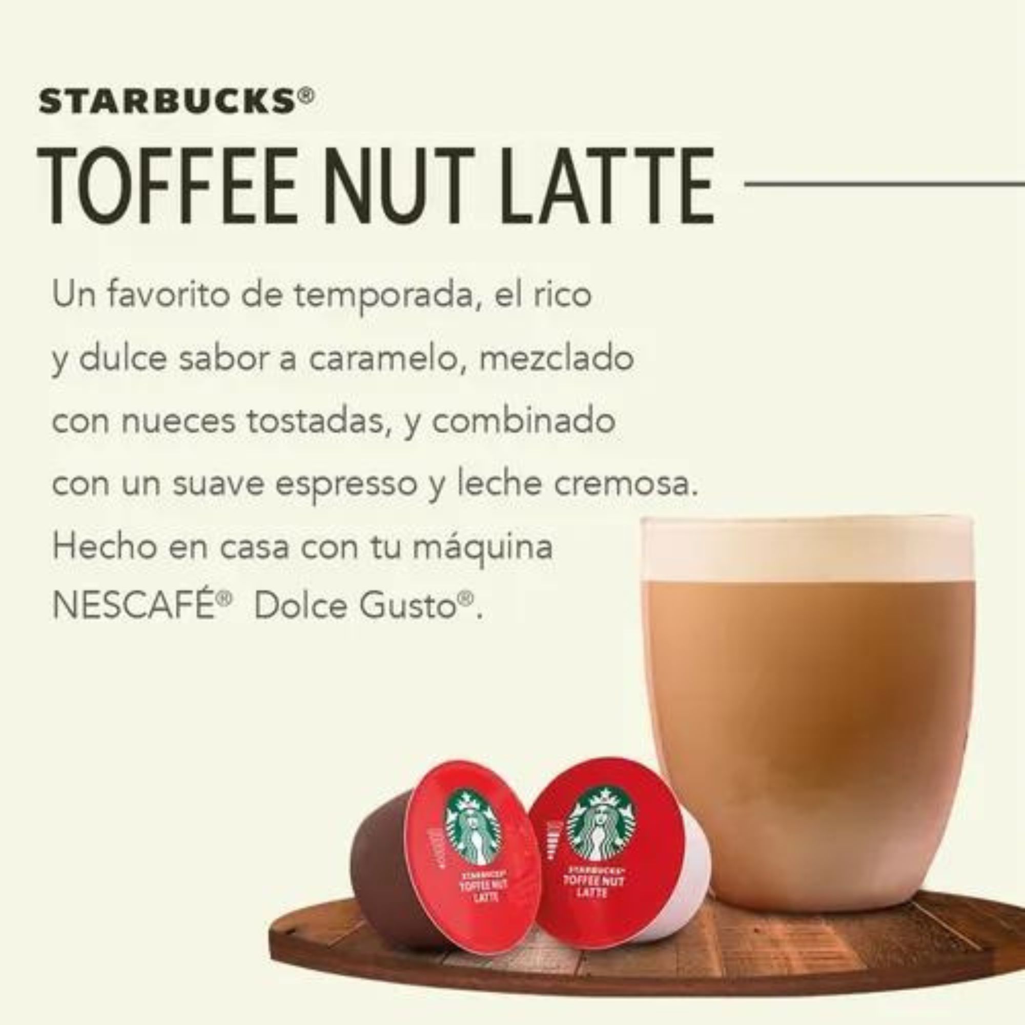 Dolce Gusto Toffee Nut Latte Starbucks 12 Cápsulas 6 Tazas