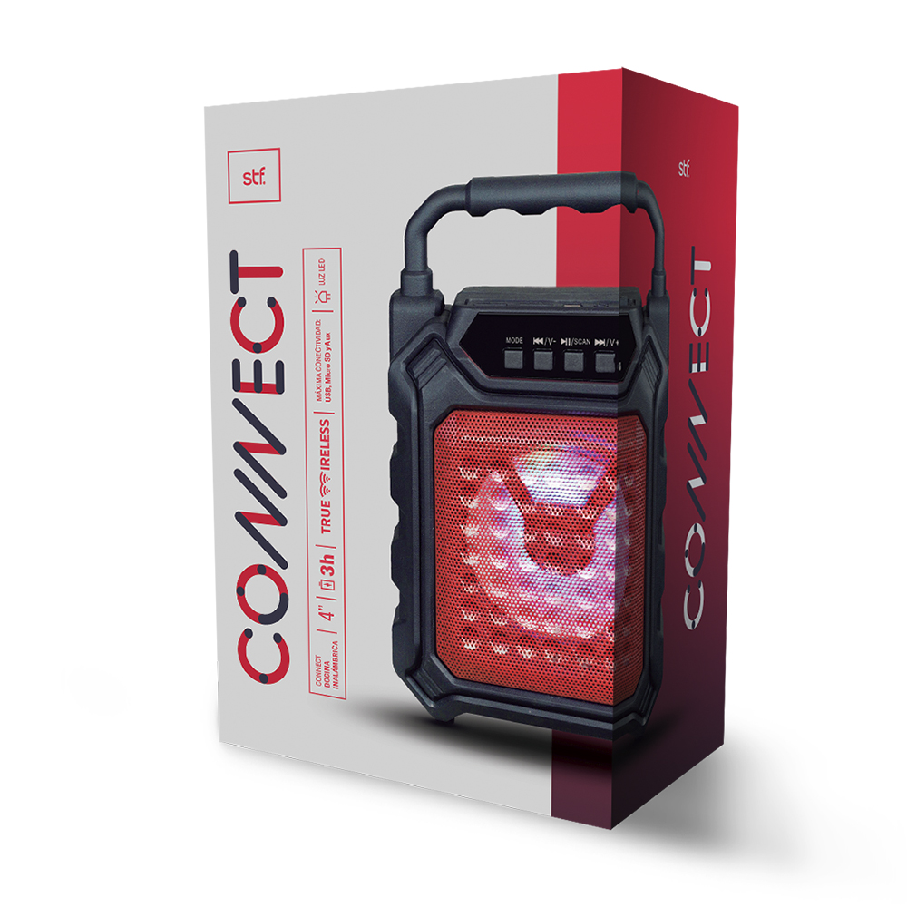 Bocina Portátil Con Luz Led Connect Stf Color Negro
