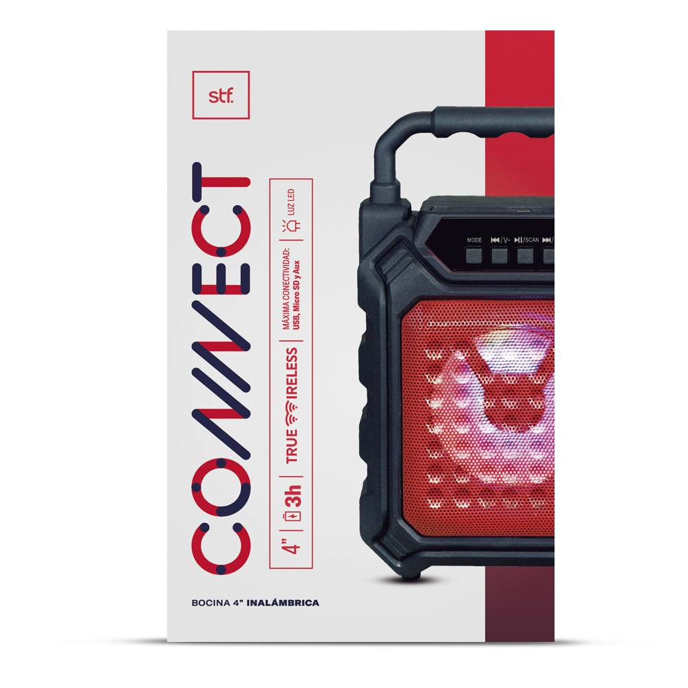 Bocina Portátil Con Luz Led Connect Stf Color Negro