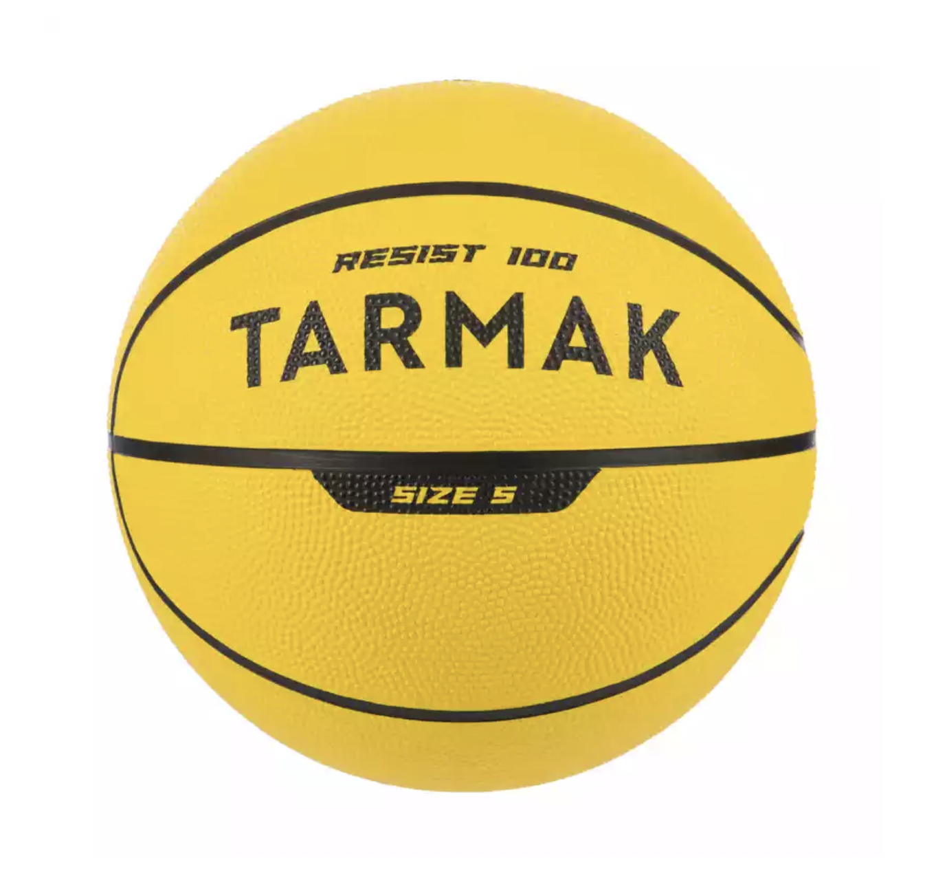 Balón de básquetbol adulto R100 talla 5 amarillo, Resistente