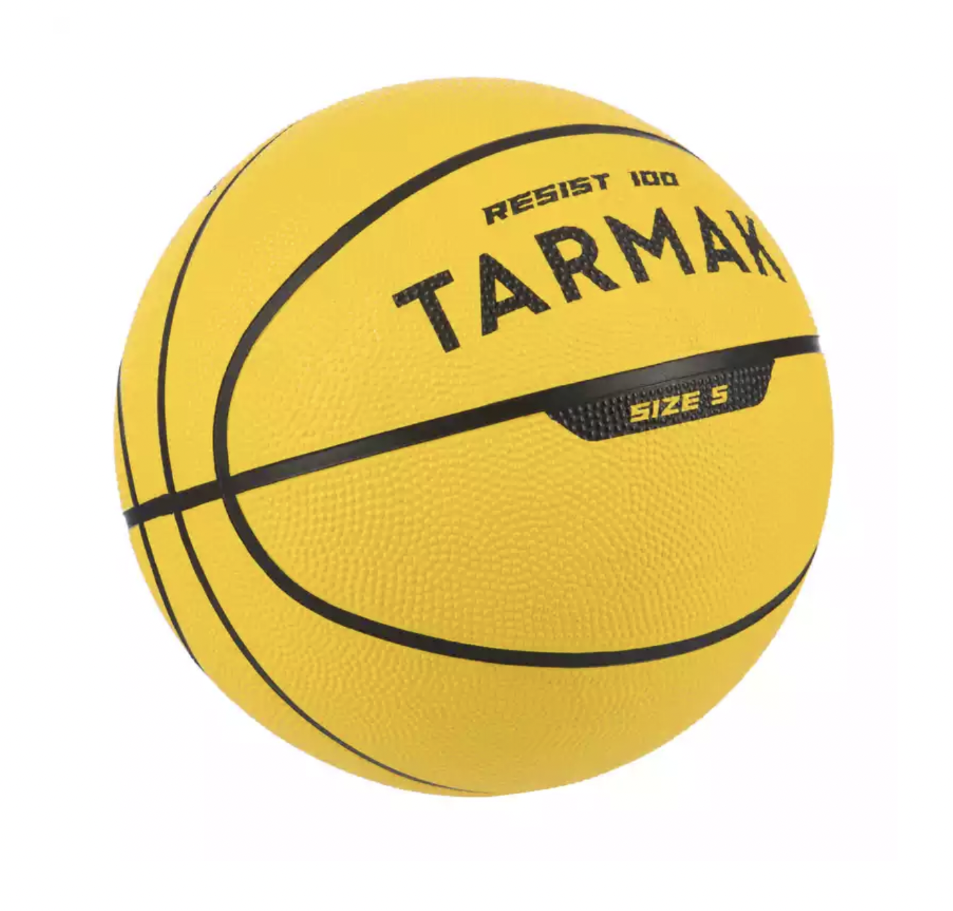 Balón de básquetbol adulto R100 talla 5 amarillo, Resistente