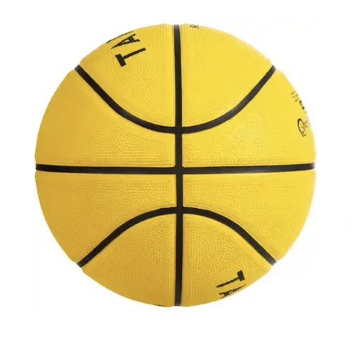 Balón de básquetbol adulto R100 talla 5 amarillo, Resistente
