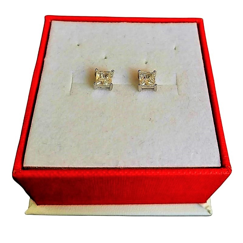 Aretes Cuadrados ADELSTEN en Chapa de Rodio y SWAROVSKI ELEMENTS INCLUYE DE REGALO ARETES DIAMOND Y CAJA PARA REGALO