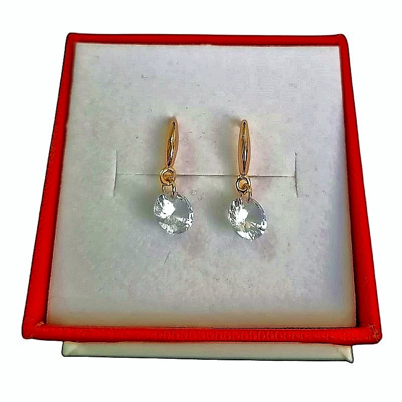Aretes Colgantes Dorados ADELSTEN en Chapa de Oro Rosa y SWAROVSKI ELEMENTS INCLUYE DE REGALO ARETES DIAMOND Y CAJA PARA REGALO