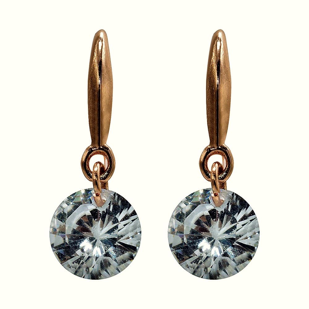 Aretes Colgantes Dorados ADELSTEN en Chapa de Oro Rosa y SWAROVSKI ELEMENTS INCLUYE DE REGALO ARETES DIAMOND Y CAJA PARA REGALO