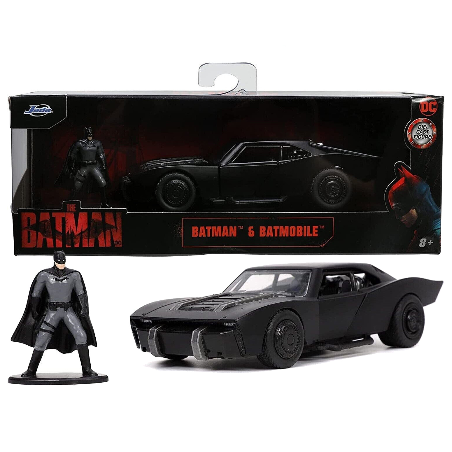Batimovil 2022 con Figura Batman Pattinson DC Comics Jada Toys Escala 1:32