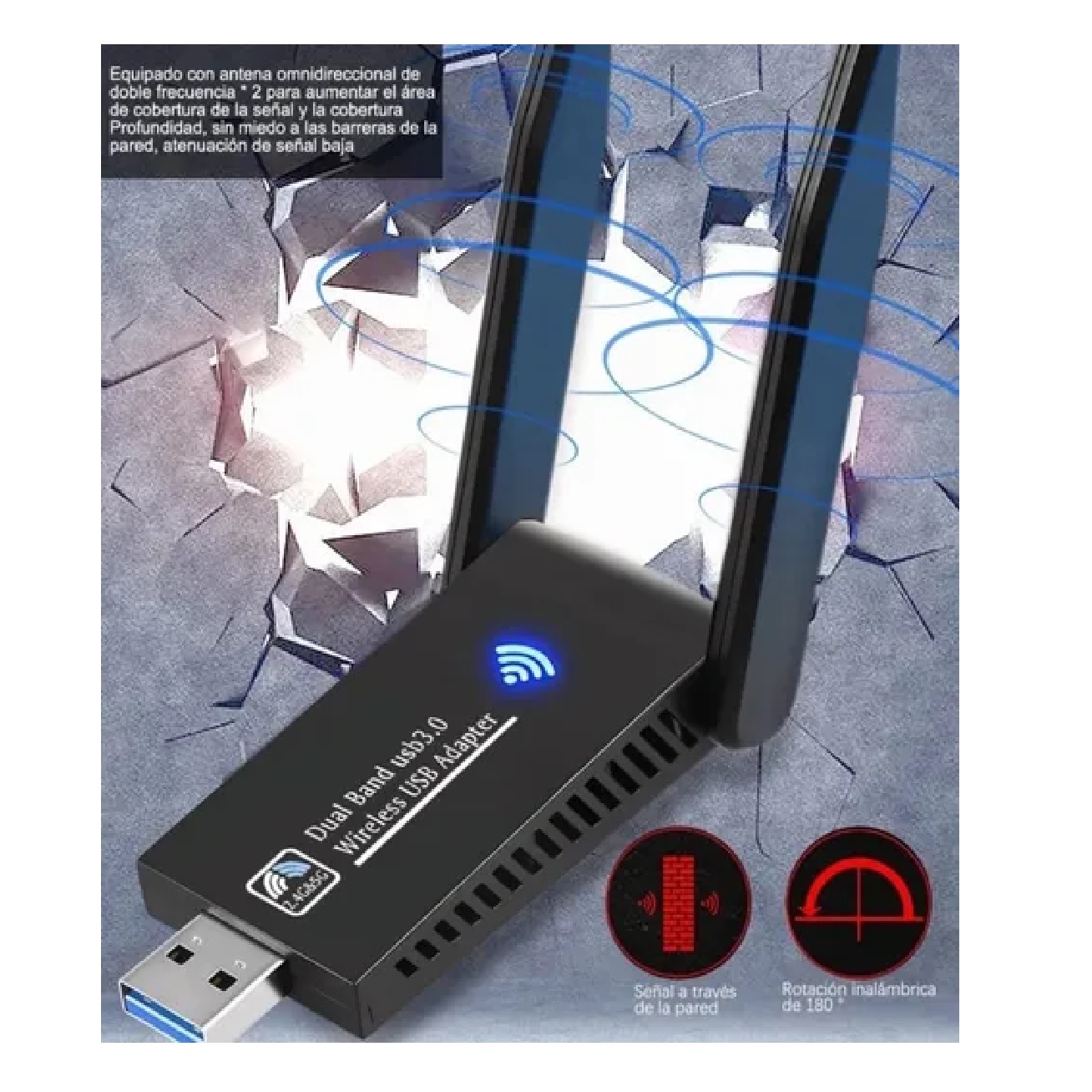 Antena Adaptadora Wifi Usb Para Laptop De 1300mbps