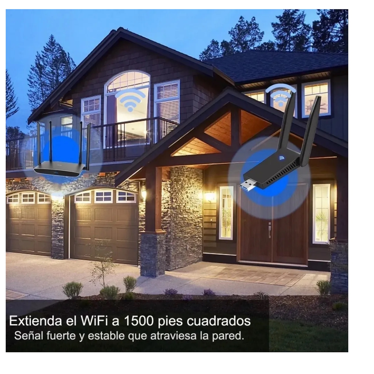 Antena Adaptadora Wifi Usb Para Laptop De 1300mbps