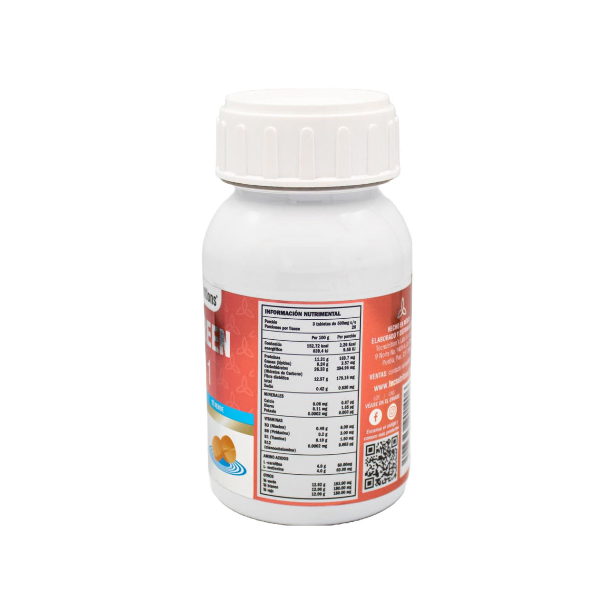 TECNUTRITIONS | Suplemento alimenticio con antioxidantes, fibras y vitaminas, The Green 3 en 1 | Excelente fuente de antioxidantes y termogenicos | 60 tabl