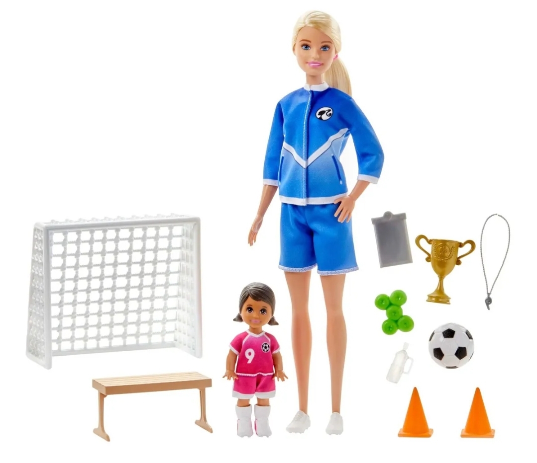 MUÑECA BARBIE CAREERS ENTRENADORA DE FUTBOL RUBIA 