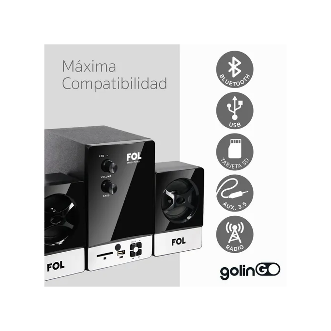 Minicomponente Fol Multimedia Bluetooth Bocina 2.1 Subwoofer.