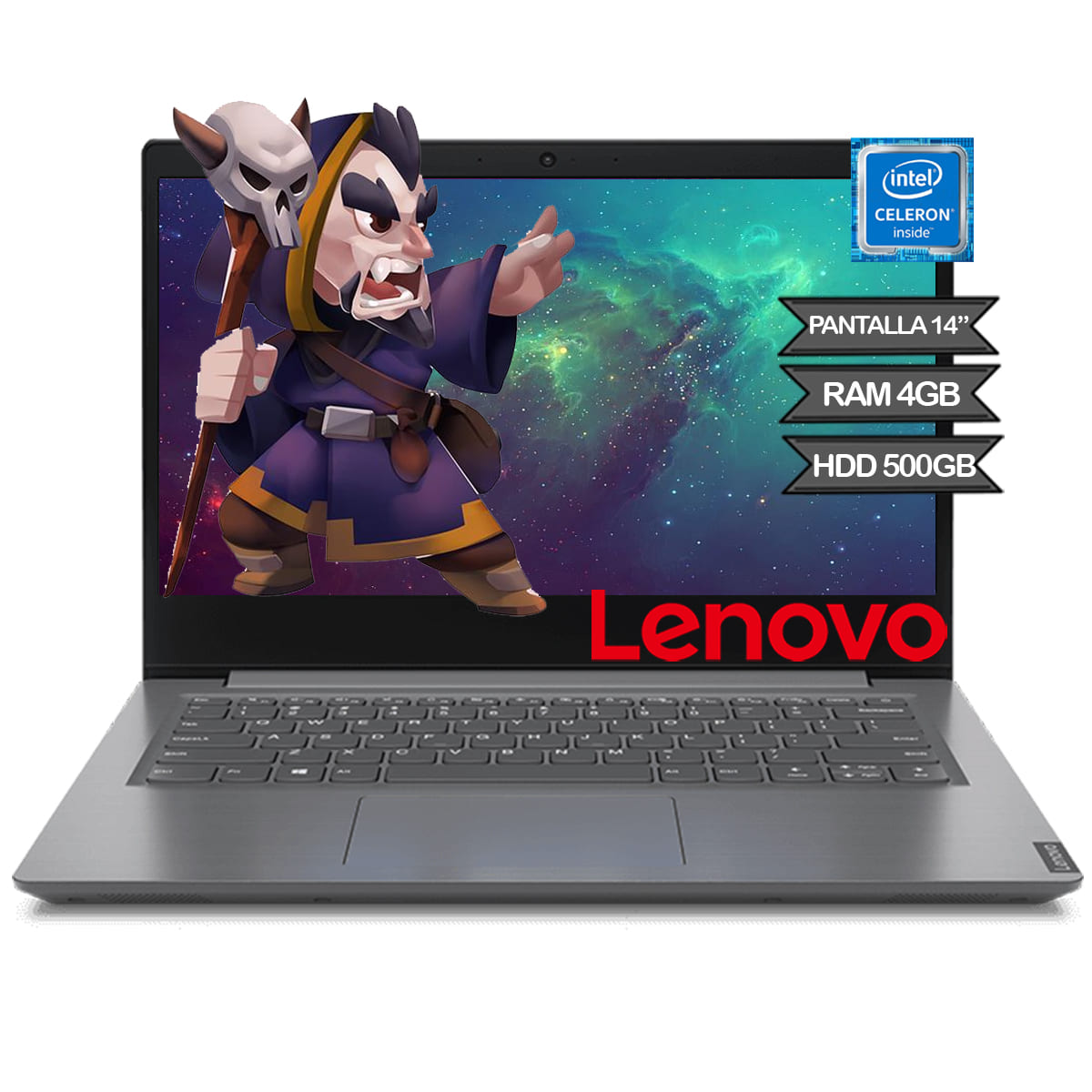 Laptop Lenovo V14-IGL Procesador Intel Celeron N4020 Ram 4GB Disco Duro 500GB Pantalla 14 Pulgadas Windows 10- Gris