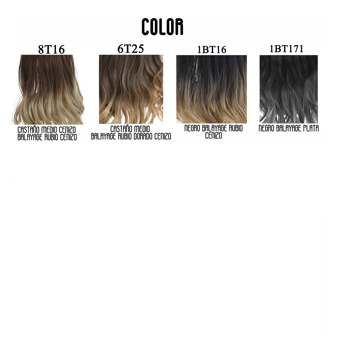 Extensiones Cabello De Liga / Halo De Fibra Resistente Al Calor M01-1BT16 NEGRO BALAYAGE RUBIO CENIZO