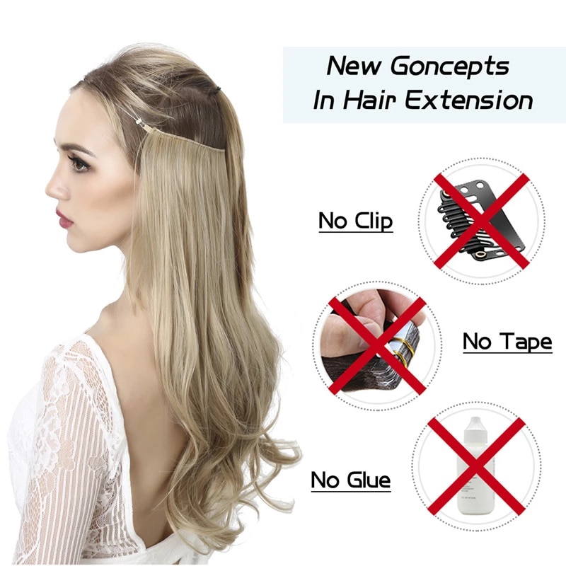 Extensiones Cabello De Liga / Halo De Fibra Resistente Al Calor M01-9H613 CASTAÑO CLARO RAYOS BEIGE