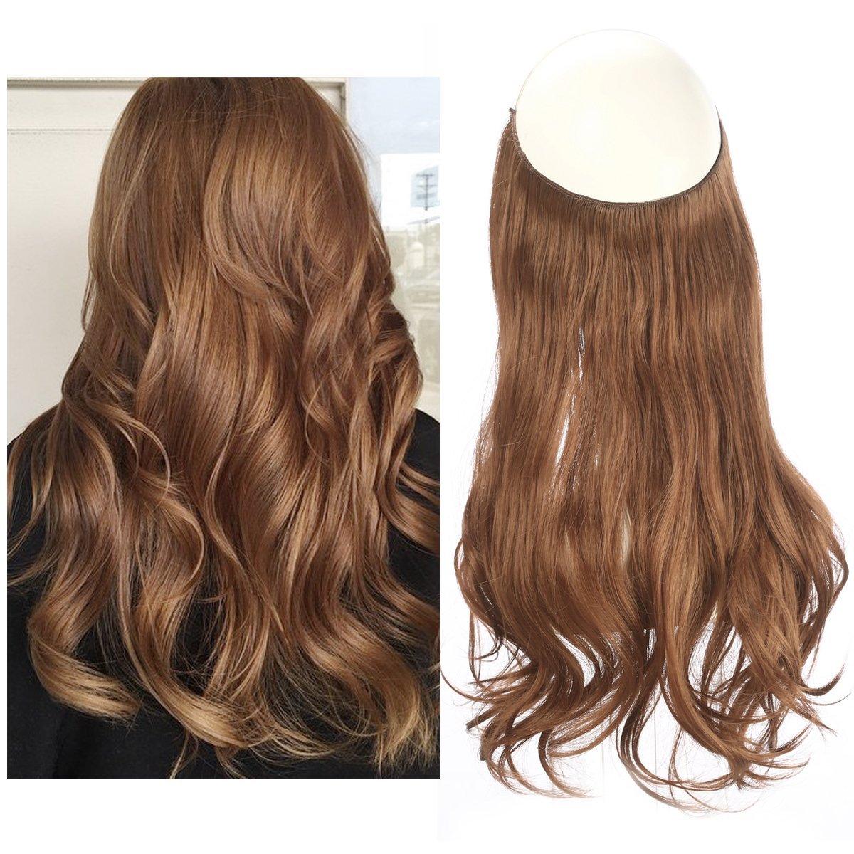 Extensiones Cabello De Liga / Halo De Fibra Resistente Al Calor M01-30 RUBIO COBRIZO