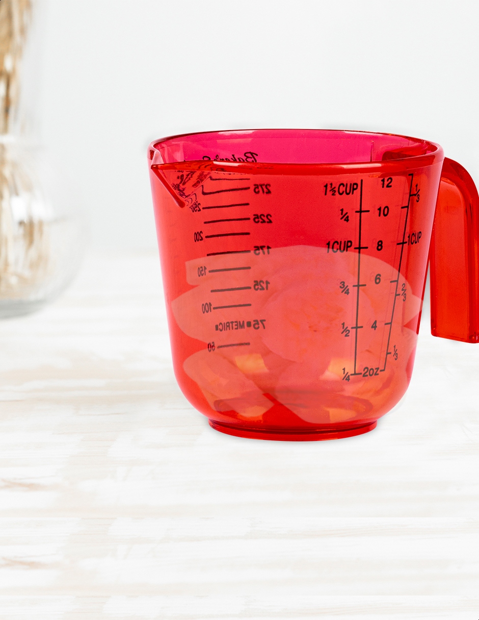 Taza medidora color rojo Kennedy, capacidad de 300 mililitros