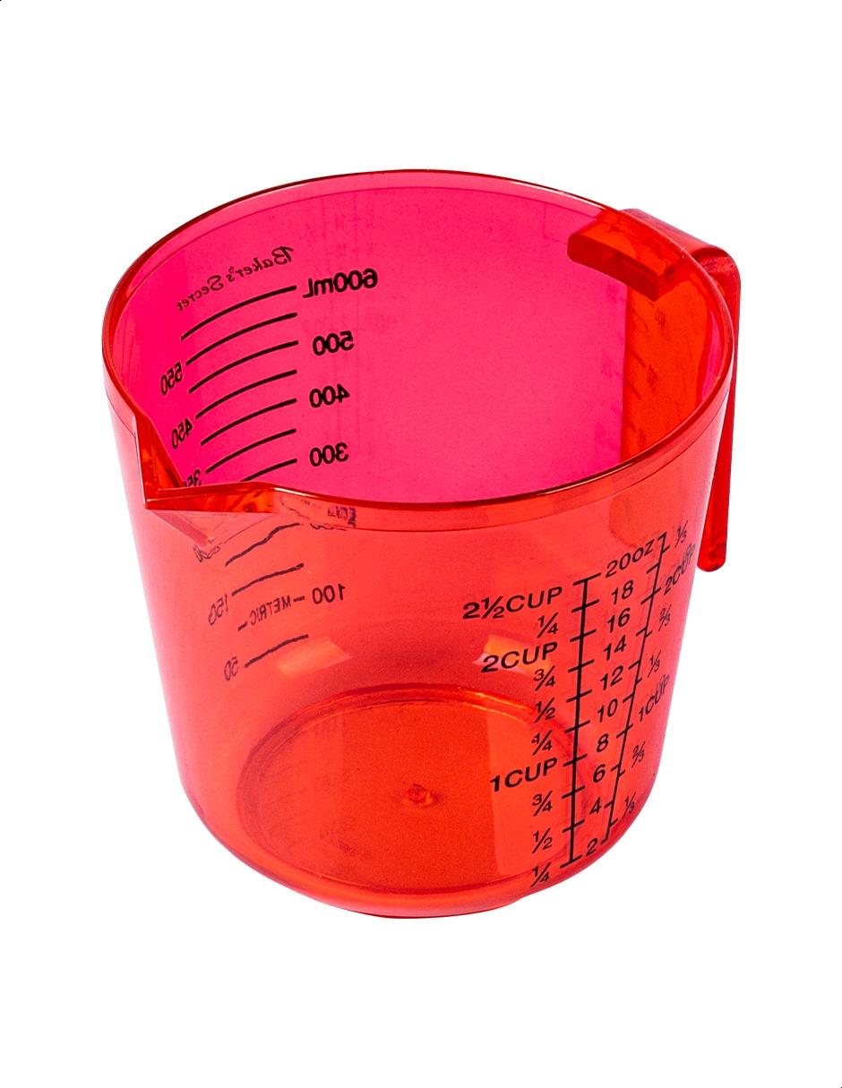 Taza medidora color rojo Kennedy, capacidad de 600 mililitros