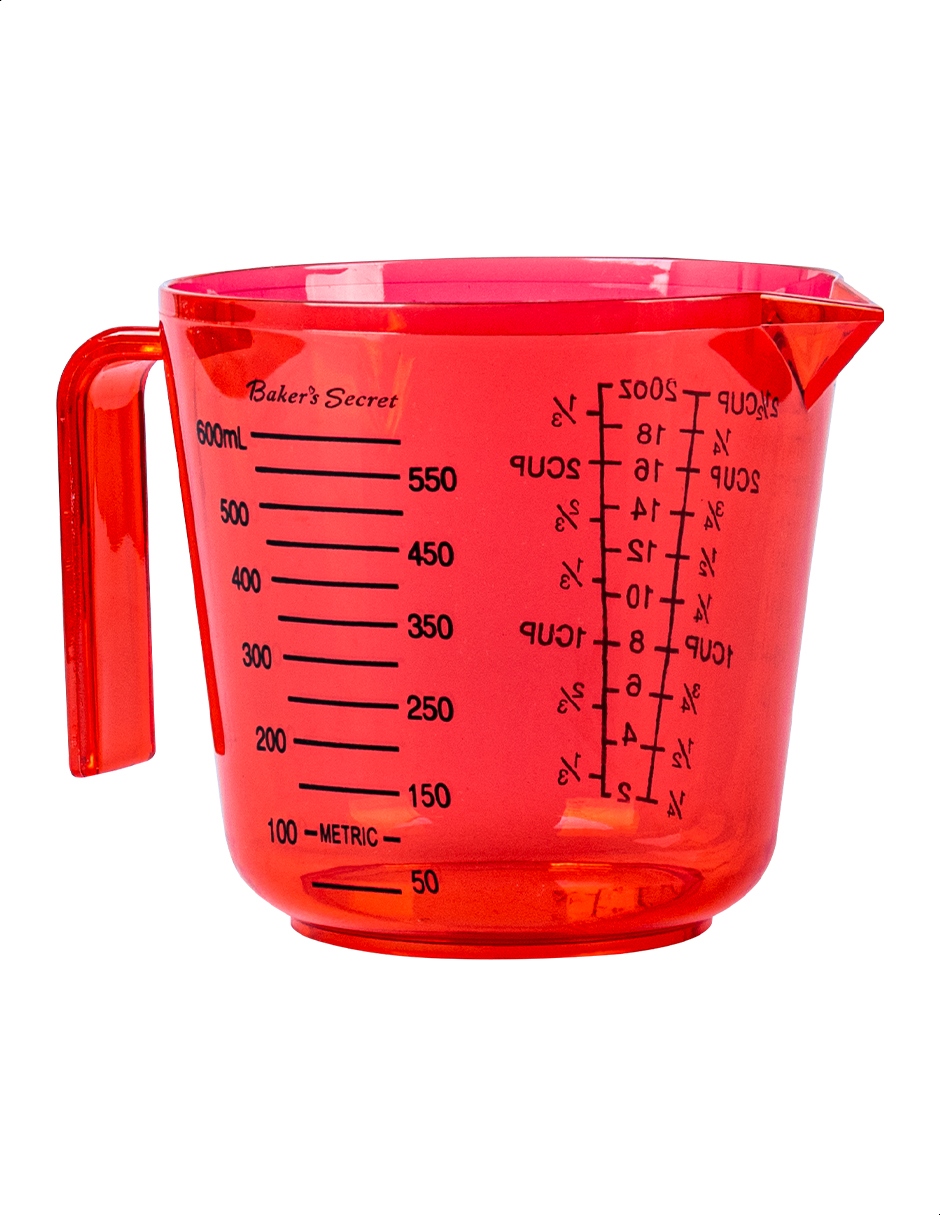 Taza medidora color rojo Kennedy, capacidad de 600 mililitros