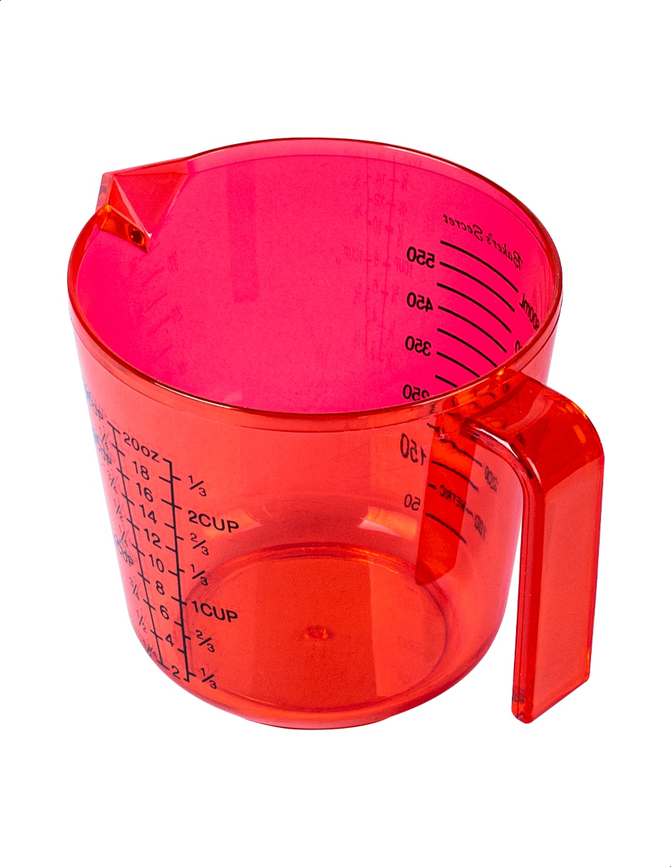 Taza medidora color rojo Kennedy, capacidad de 600 mililitros