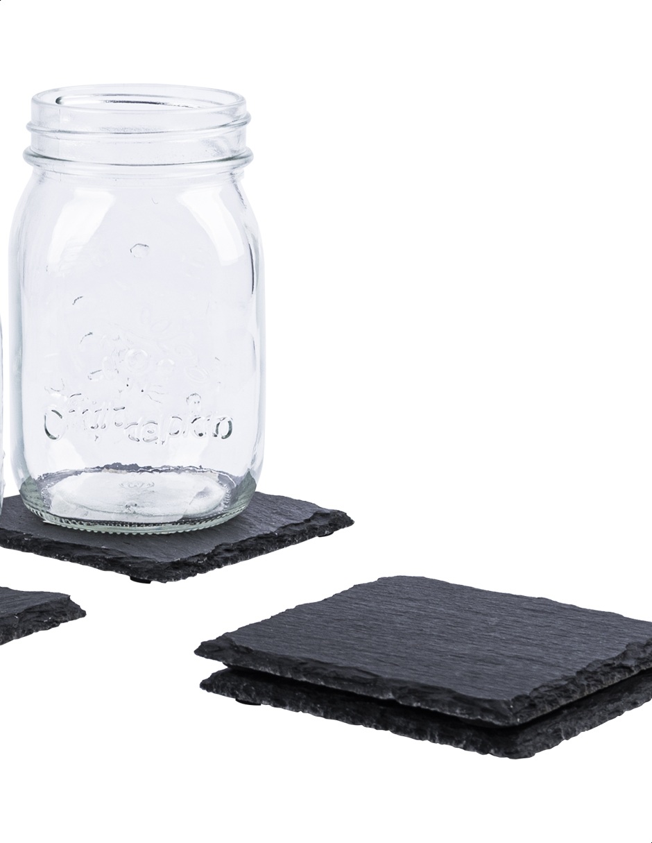 Set de 4 porta vasos cuadrados de piedra Kennedy