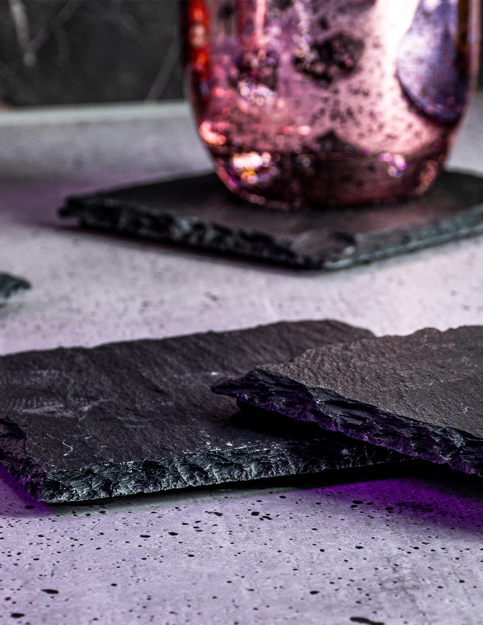 Set de 4 porta vasos cuadrados de piedra Kennedy