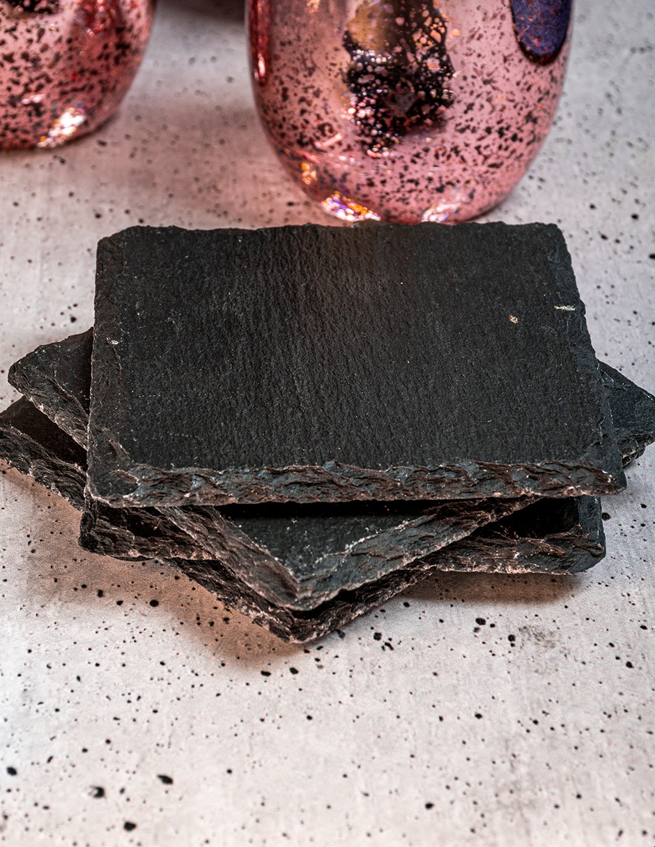 Set de 4 porta vasos cuadrados de piedra Kennedy