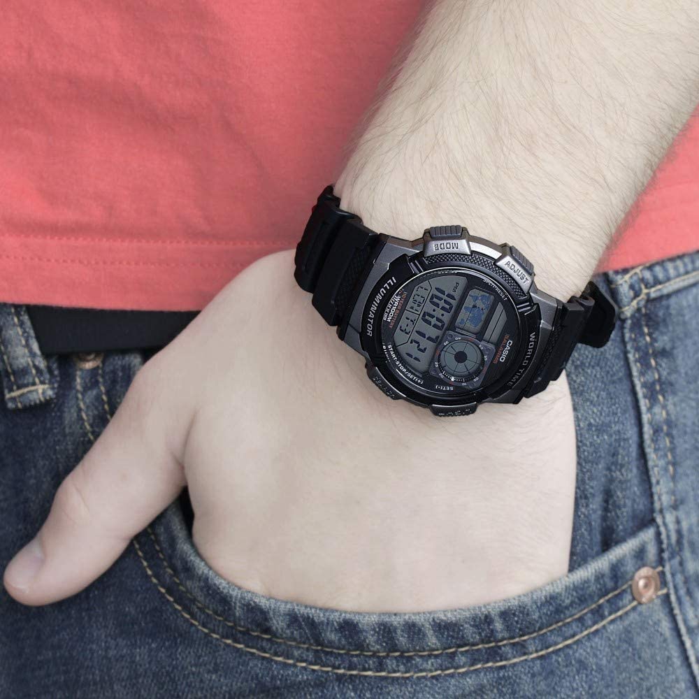 Reloj Casio World Sport 5 Alarmas Luz Sumergible Ae-1000w
