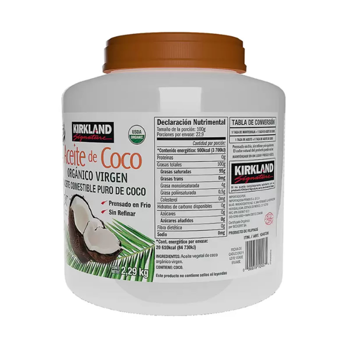 Aceite de Coco Orgánico Virgen Kirkland Signature 2.48 L