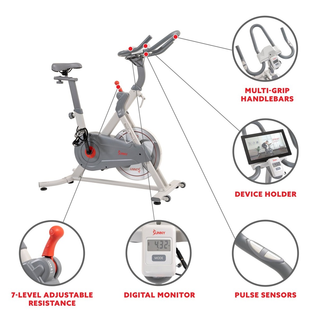Bicicleta Cycling Bike Pro Lite Banda y Freno Magnético SF-B1970 Sunny Fitness 