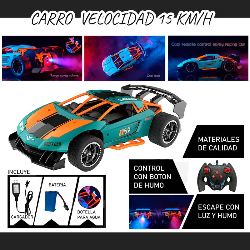 Carro A Control Remoto - Bateria Recargable Musica Y Humo