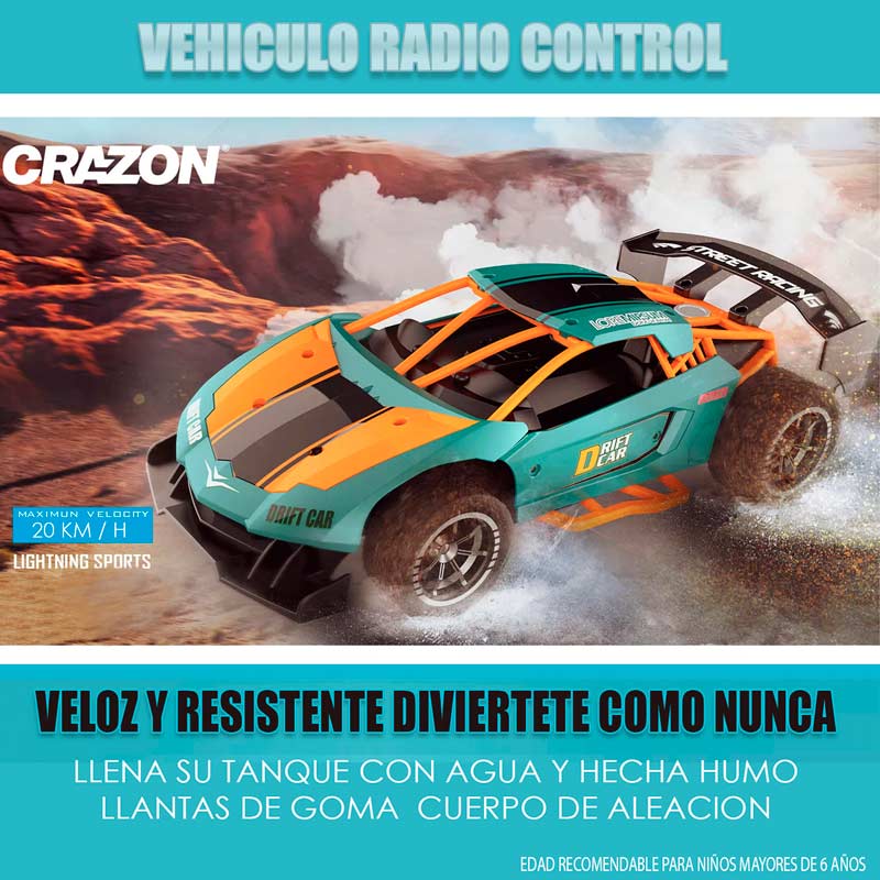 Carro A Control Remoto - Bateria Recargable Musica Y Humo