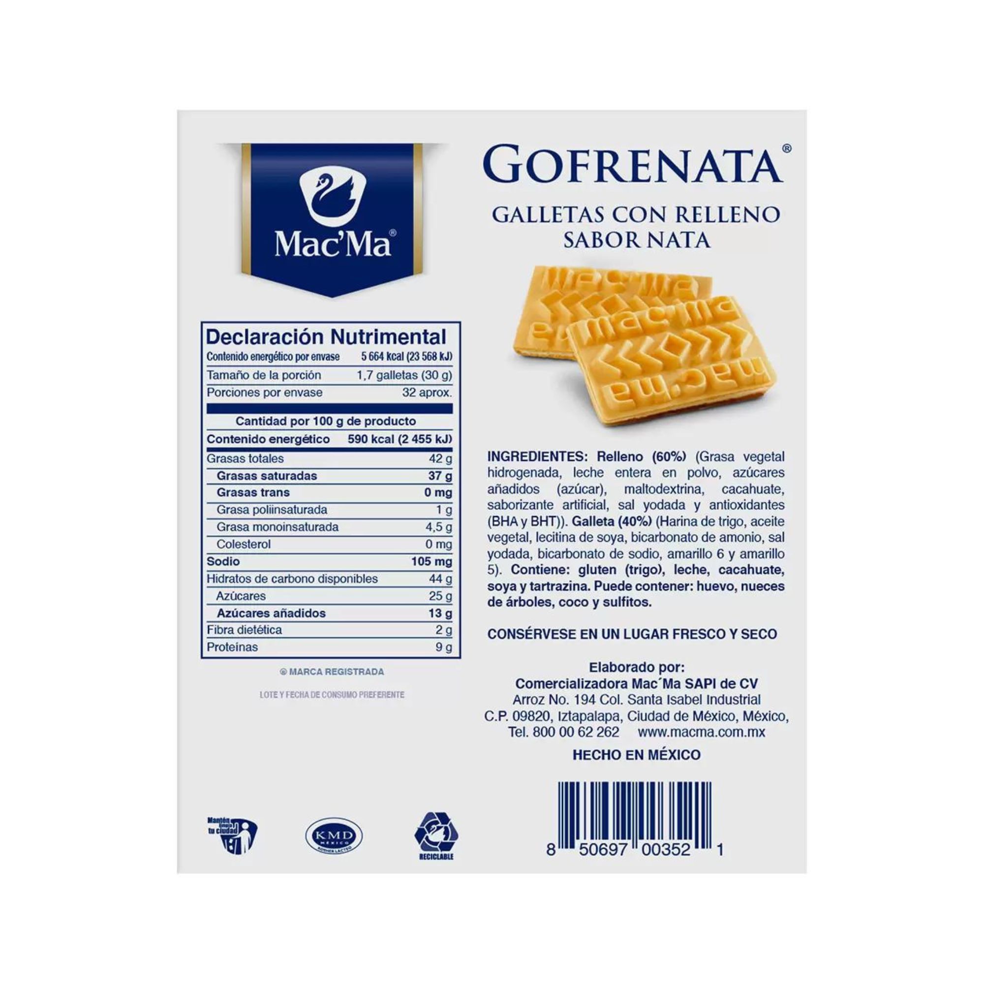 Galletas Rellenas de Nata Gofrenata 960g