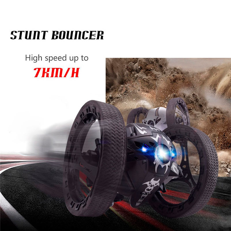 Carro de salto con ruedas flexibles, rotación, luz LED nocturna, Robot de radiocontrol