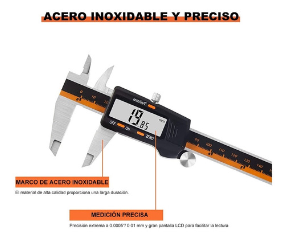 Calibrador Vernier Digital Lcd Pie Rey 15cm Acero Inoxidable