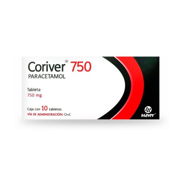Coriver Paracetamol 750 mg Caja con 10 Tabletas