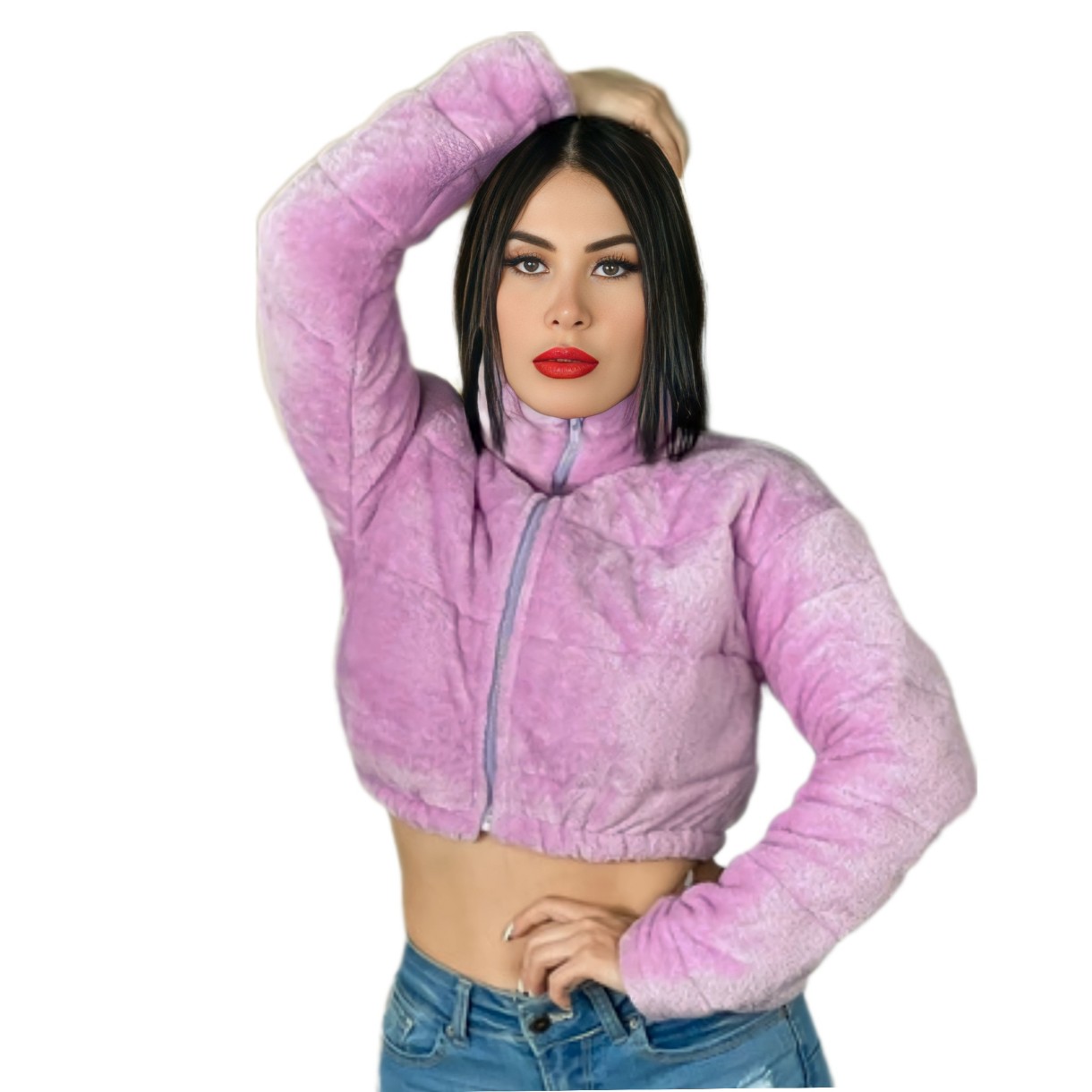 Chamarra de peluche corta