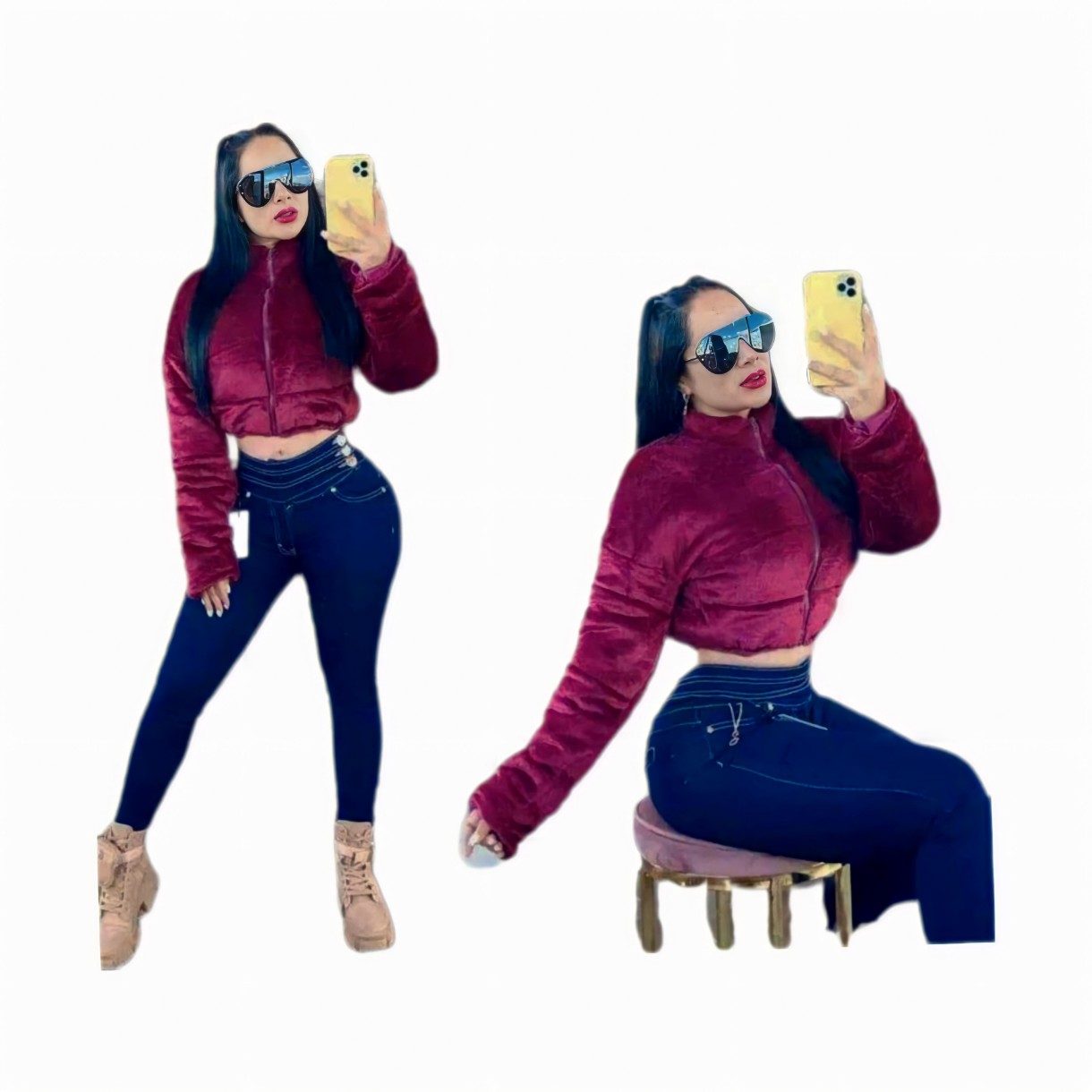 Chamarra de peluche corta