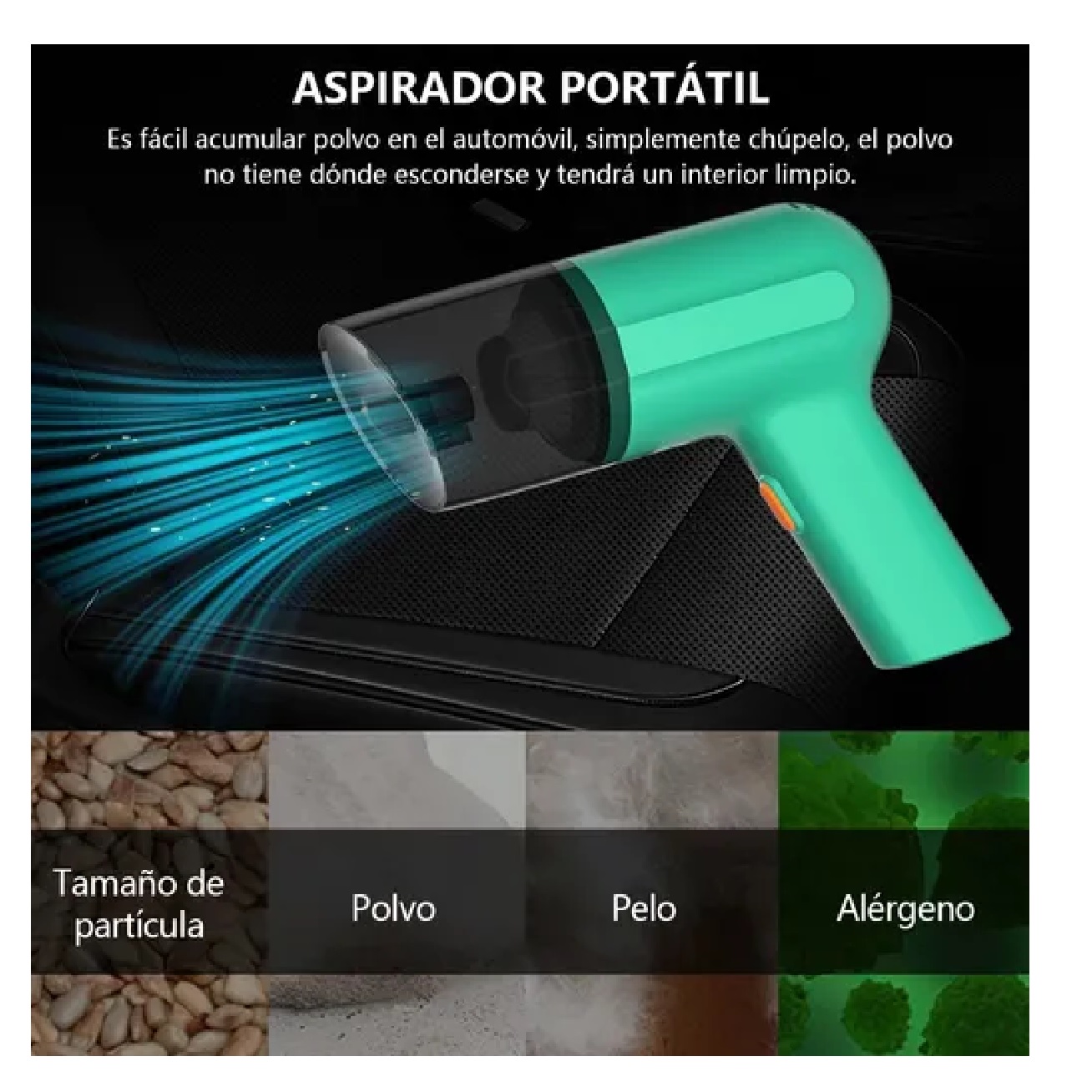 Aspiradora Auto Aspirador Inalámbrica Portátil De Auto Hogar Verde