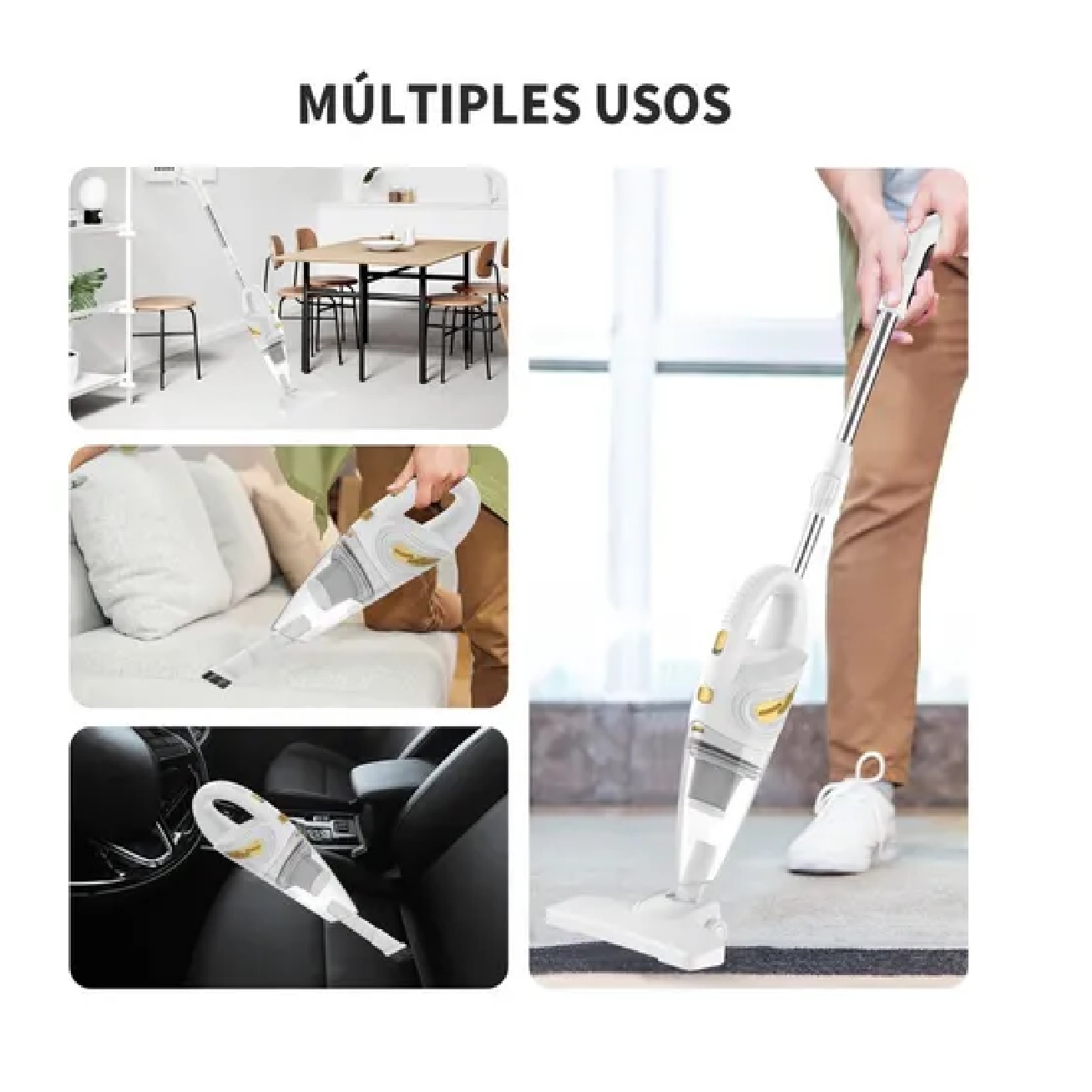 Aspiradora Inalambrica Aspirador Mano Portátil Dos En Uno Blanco