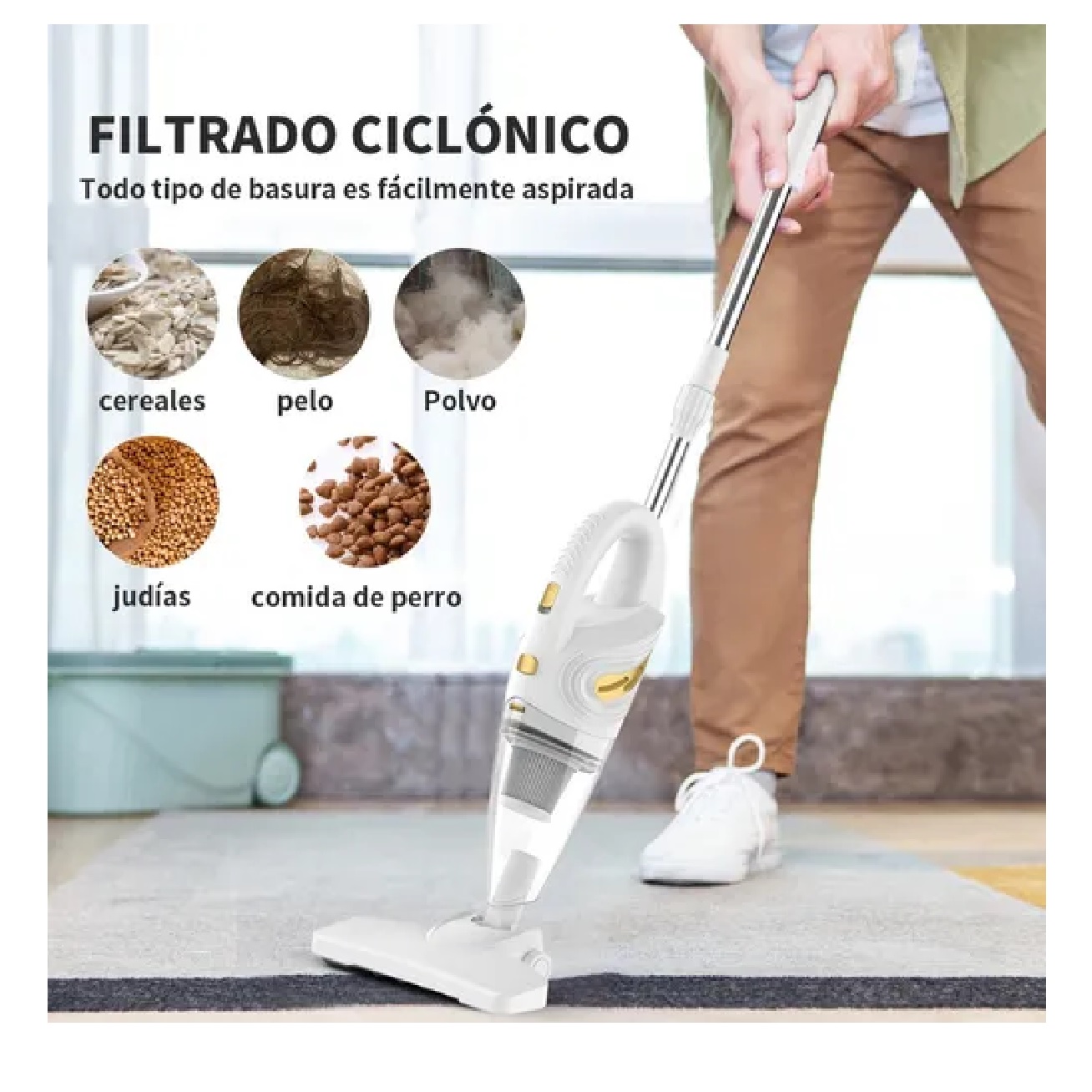 Aspiradora Inalambrica Aspirador Mano Portátil Dos En Uno Blanco