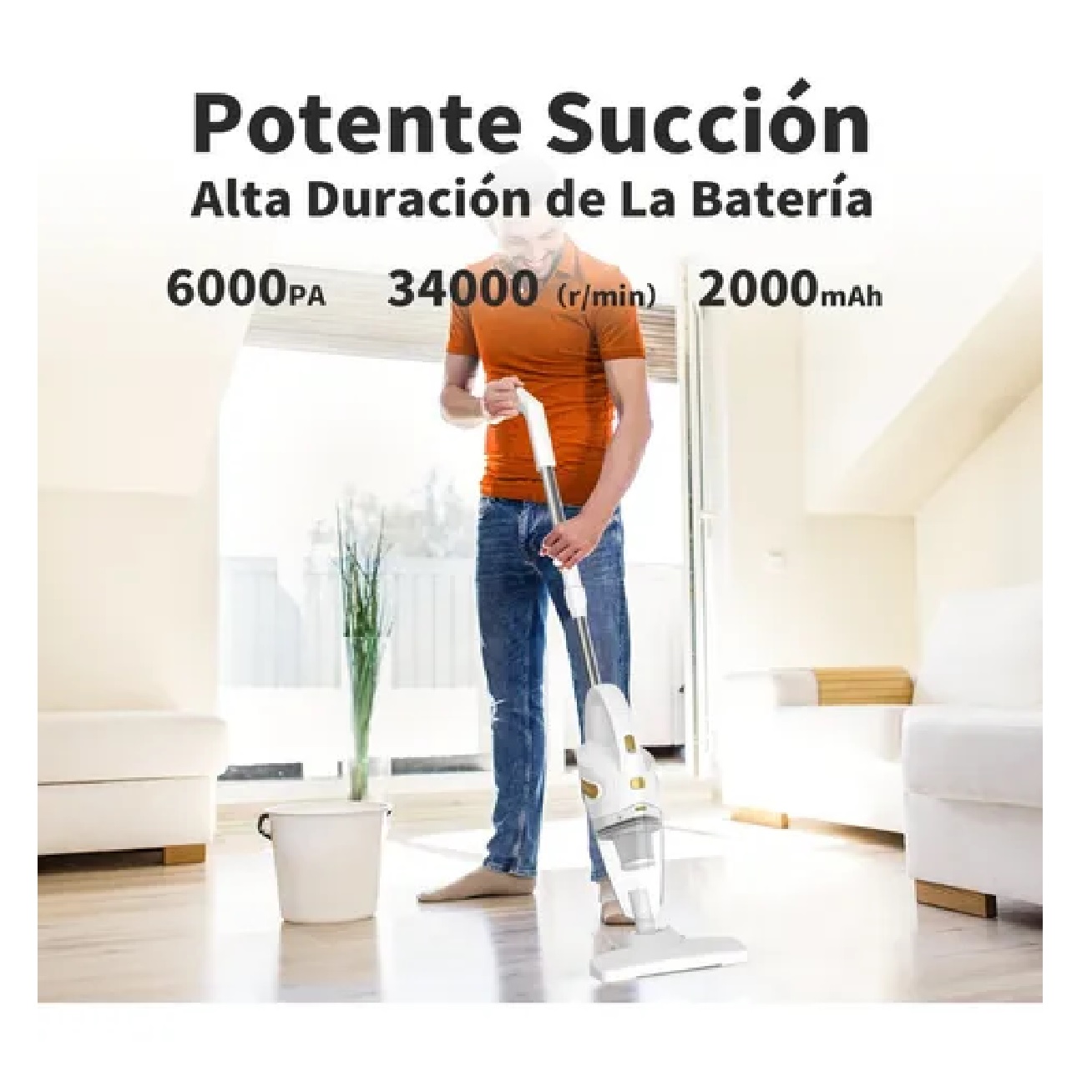 Aspiradora Inalambrica Aspirador Mano Portátil Dos En Uno Blanco